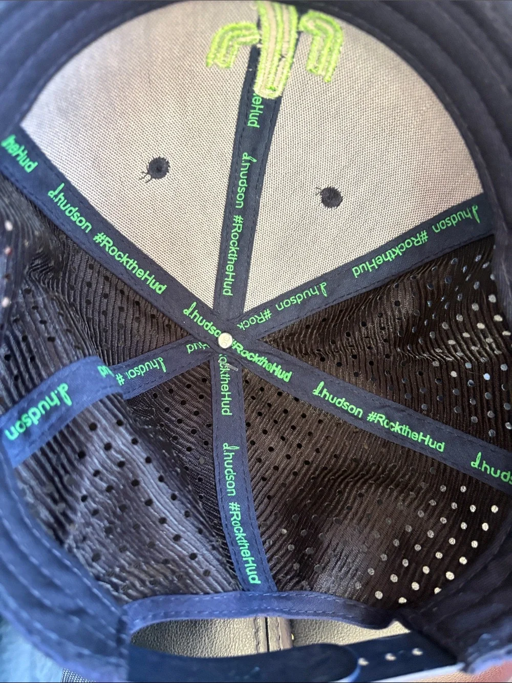 Hudson Jeans Navy Cap with Neon Green Cactus Logo